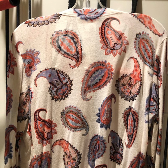 Gorgeous paisley cream , periwinkle and coral Spring cardigan by TORY BURCH. - Picture 2 of 5